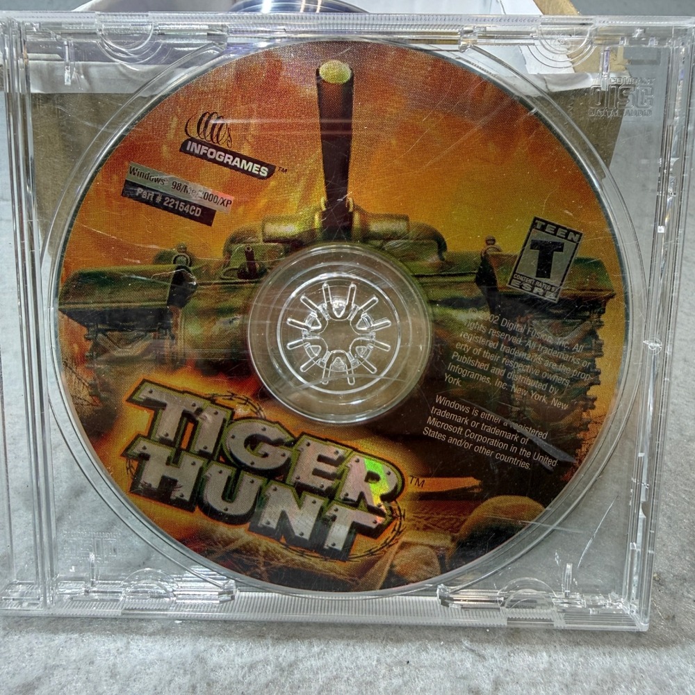 Infogrames Tiger Hunt PC Game Windows 98/Me/2000/XP Vintage Tank Combat Sim Disc